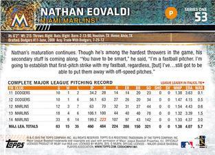 2015 Topps Mini - Red #53 Nathan Eovaldi Back