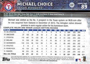 2015 Topps Mini - Red #89 Michael Choice Back