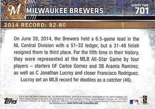 2015 Topps Mini - Red #701 Milwaukee Brewers Back