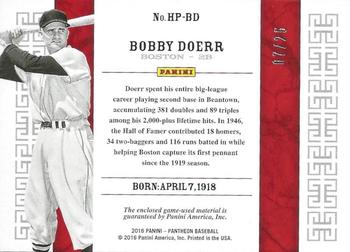 2016 Panini Pantheon - Honored and Privileged Gold #HP-BD Bobby Doerr Back