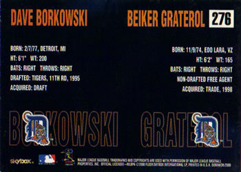2000 SkyBox Dominion #276 Dave Borkowski / Beiker Graterol Back