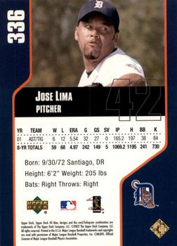 2002 Upper Deck 40-Man - Electric #336 Jose Lima  Back