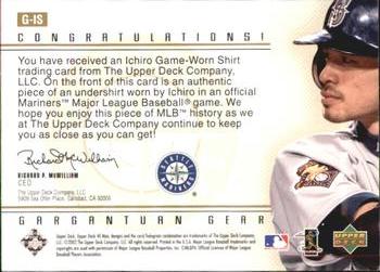 2002 Upper Deck 40-Man - Gargantuan Gear Gold #G-IS Ichiro Back