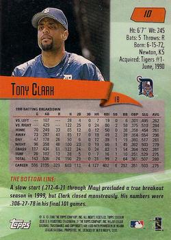 2000 Stadium Club #10 Tony Clark Back