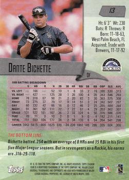 2000 Stadium Club #13 Dante Bichette Back