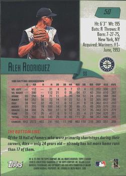 2000 Stadium Club #50 Alex Rodriguez Back