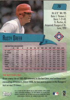 2000 Stadium Club #76 Rusty Greer Back