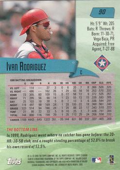 2000 Stadium Club #90 Ivan Rodriguez Back