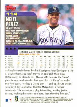 2000 Topps #114 Neifi Perez Back