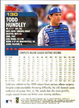 2000 Topps #130 Todd Hundley Back