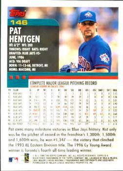 2000 Topps #146 Pat Hentgen Back
