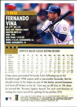 2000 Topps #189 Fernando Vina Back