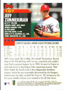 2000 Topps #197 Jeff Zimmerman Back