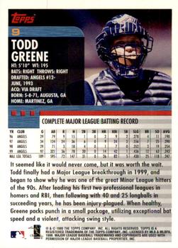 2000 Topps #9 Todd Greene Back