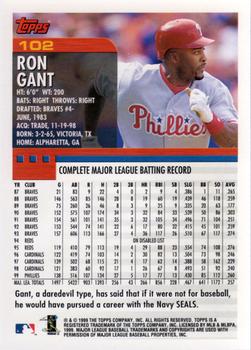 2000 Topps #102 Ron Gant Back