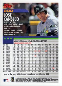 2000 Topps #200 Jose Canseco Back