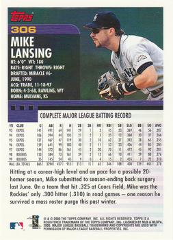 2000 Topps #306 Mike Lansing Back