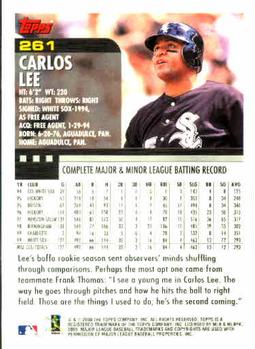 2000 Topps #261 Carlos Lee Back