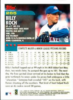 2000 Topps #265 Billy Koch Back