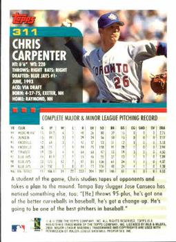 2000 Topps #311 Chris Carpenter Back