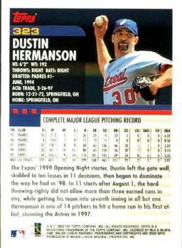2000 Topps #323 Dustin Hermanson Back