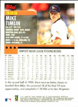 2000 Topps #333 Mike Timlin Back
