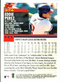 2000 Topps #374 Eddie Perez Back