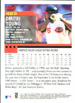 2000 Topps #423 Dmitri Young Back