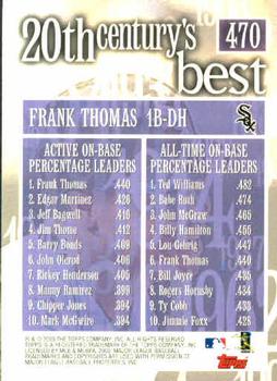 2000 Topps #470 Active On-Base % Leaders - Frank Thomas Back