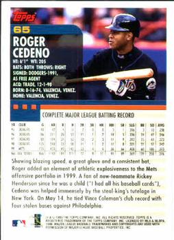 2000 Topps #65 Roger Cedeno Back