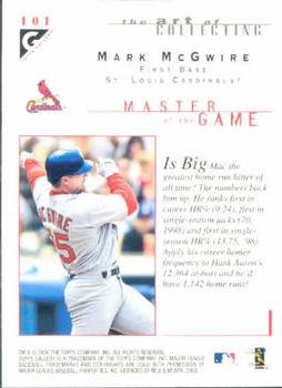 2000 Topps Gallery #101 Mark McGwire Back
