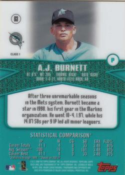 2000 Topps Gold Label #63 A.J. Burnett Back