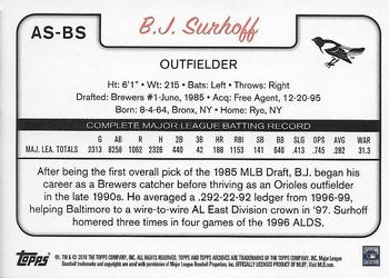2016 Topps Archives Snapshots #AS-BS B.J. Surhoff Back