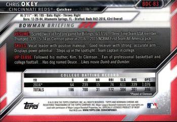 2016 Bowman Draft - Chrome #BDC-83 Chris Okey Back