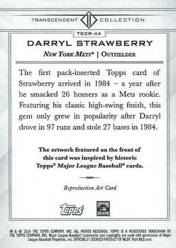 2016 Topps Transcendent Collection - Anniversary Sketch Reproductions #TSCR-44 Darryl Strawberry Back