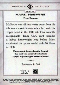 2016 Topps Transcendent Collection - Anniversary Sketch Reproductions #TSCR-45 Mark McGwire Back
