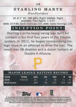 2017 Topps Inception #14 Starling Marte Back