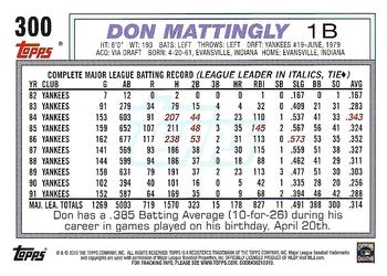 2010 Topps Update - The Cards Your Mom Threw Out (Original Back) #300 Don Mattingly Back