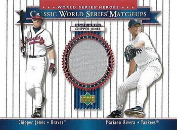 2002 Upper Deck World Series Heroes - Classic World Series Match-Ups Memorabilia #MU99c Chipper Jones / Mariano Rivera Front