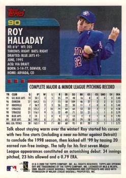 2000 Topps Opening Day #90 Roy Halladay Back