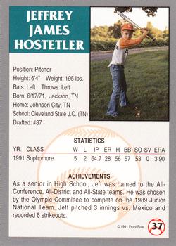 1991 Front Row Draft Picks #37 Jeff Hostetler Back