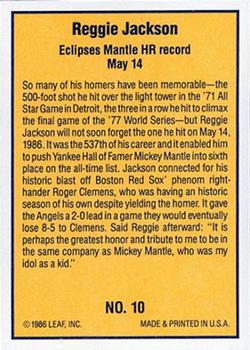1986 Donruss Highlights #10 Reggie Jackson / Mickey Mantle Back