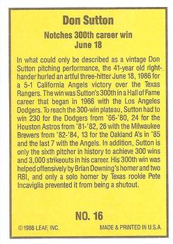 1986 Donruss Highlights #16 Don Sutton Back