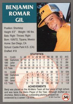 1991 Front Row Draft Picks - Gold #50 Benji Gil Back