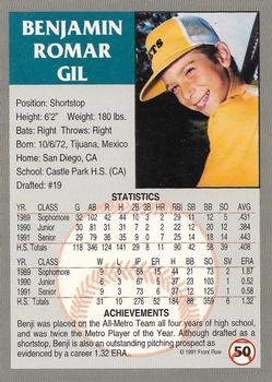 1991 Front Row Draft Picks - Silver #50 Benji Gil Back