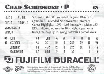 1998 Multi-Ad West Michigan Whitecaps #NNO Chad Schroeder Back