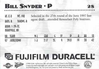 1998 Multi-Ad West Michigan Whitecaps #NNO Bill Snyder Back