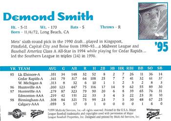 1999 Multi-Ad West Michigan Whitecaps 5th Anniversary #NNO Demond Smith Back