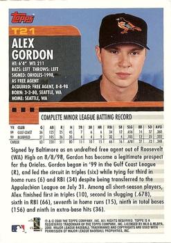 2000 Topps Traded & Rookies #T21 Alex Gordon Back