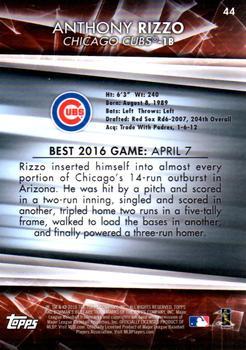 2016 Bowman's Best - Gold Refractor #44 Anthony Rizzo Back